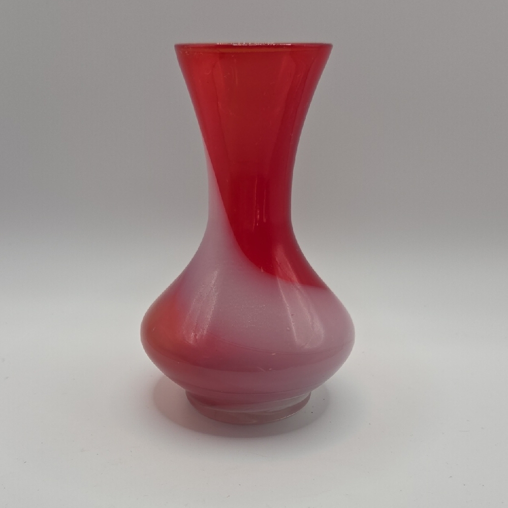 Japanese Red Glass Vase. MCM RETRO VINTAGE